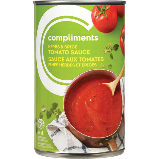 COMPLIMENTS HERB TOMATO & SPICE SAUCE, 12 X 680 ML