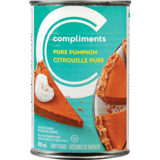 COMPLIMENTS PUMPKIN PUREE, 24 X 398 ML