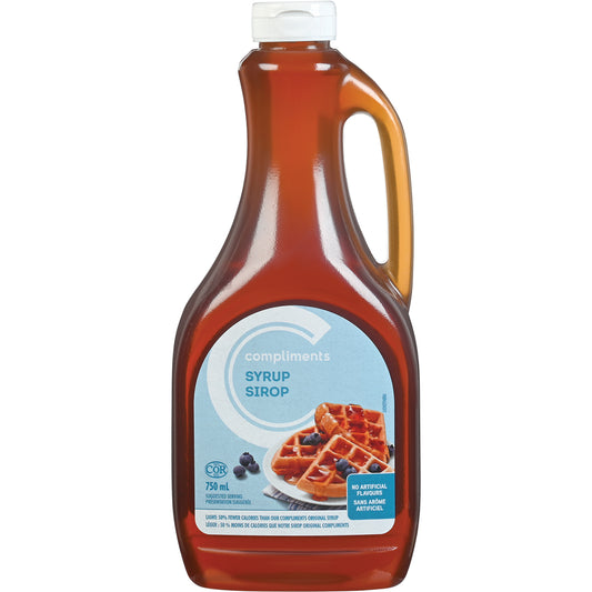 COMPLIMENTS LIGHT TABLE SYRUP, 12 X 750 ML
