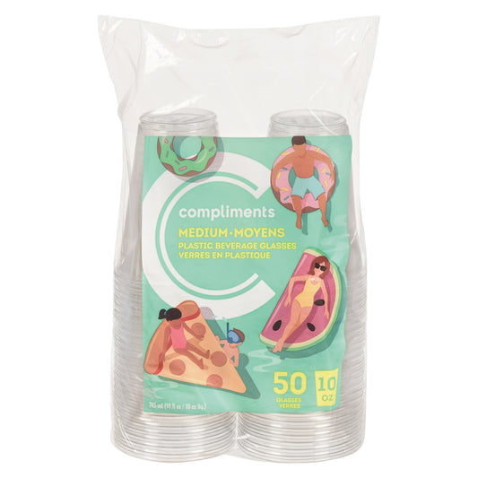 COMPLIMENTS MEDIUM PLASTIC GLASSES 10OZ, 10 X 50 UN