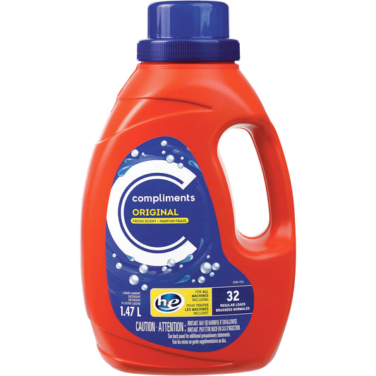 COMPLIMENTS ORIGINAL LAUNDRY DETERGENT, 9 X 1.47 L