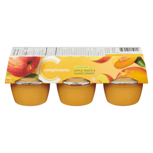 COMPLIMENTS PEACH MANGO APPLESAUCE CUP, 12 X 6 X 113 G