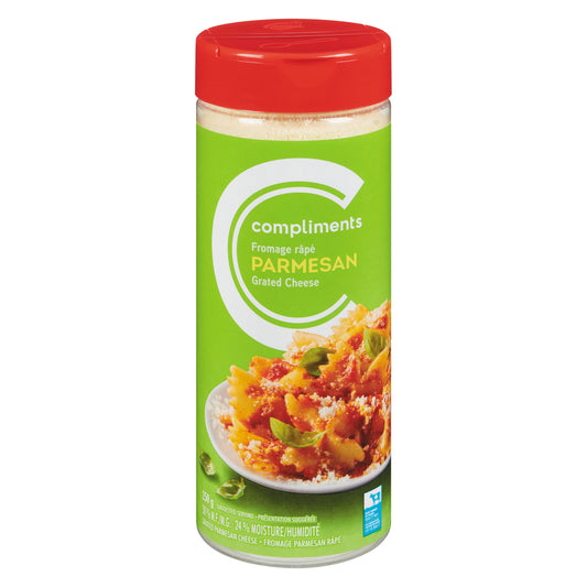 COMPLIMENTS GRATED PARMESAN CHEESE, 12 X 250 G