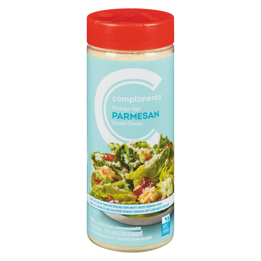 COMPLIMENTS LIGHT GRATED PARMESAN CHEESE, 12 X 250 G