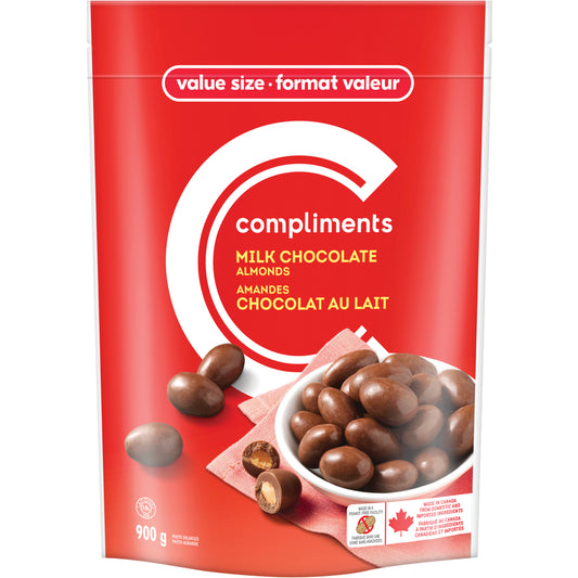 COMPLIMENTS MILK CHOCOLATE ALMONDS, 12 X 900 G