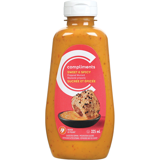 COMPLIMENTS SPICY AND SWEET MUSTARD, 12 X 325 ML