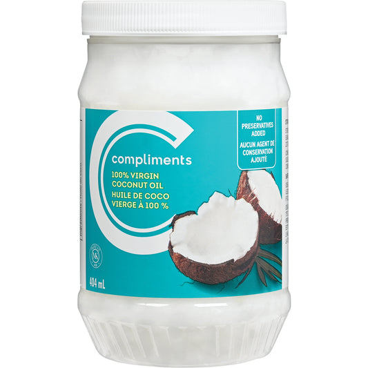 COMPLIMENTS 100% VIRGIN COCONUT OIL, 12 X 404 ML