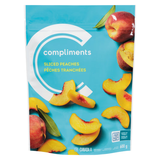 COMPLIMENTS SLICED PEACHES FROZEN, 12 X 600 G