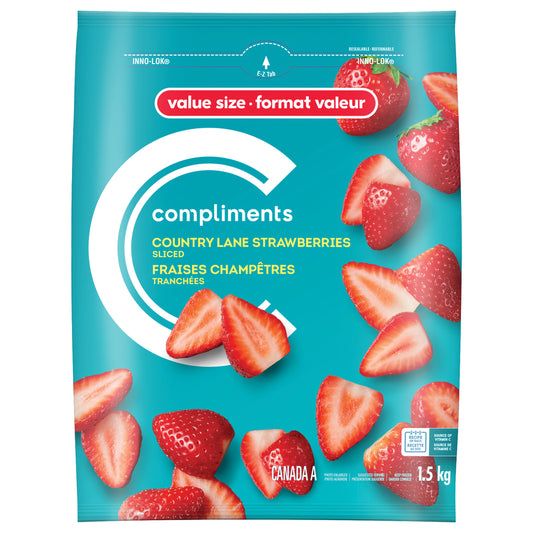 COMPLIMENTS SLICED COUNTRY STRAWBERRIES, 8 X 1.5 KG