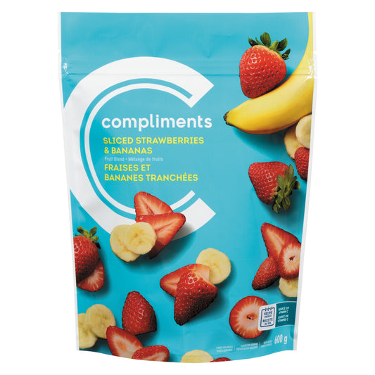 COMPLIMENTS FROZEN STRAWBERRIES AND BANANAS, 12 X 600 G