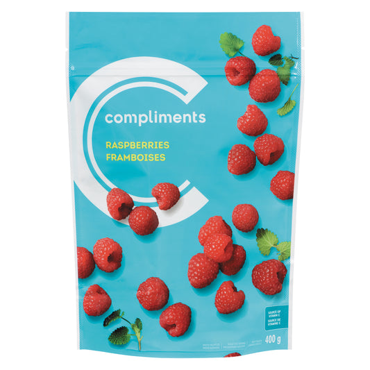 COMPLIMENTS FROZEN RASPBERRIES, 12 X 400 G