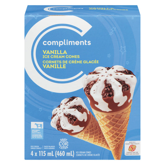 COMPLIMENTS ICE CREAM CONE VANILLA, 6 X 4 X 115 ML