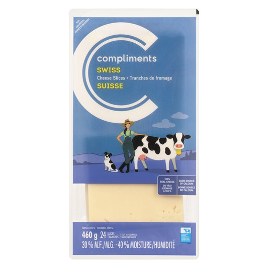 COMPLIMENTS SLICED SWISS CHEESE, 8 X 460 G