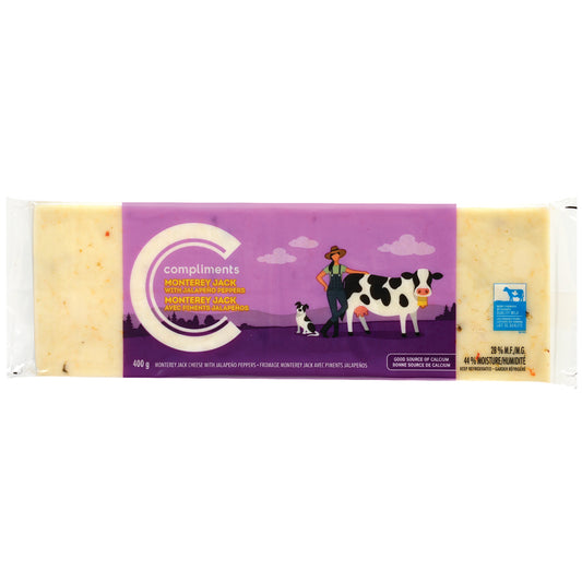 COMPLIMENTS MONTEREY JACK CHEESE WITH JALAPENOS, 16 X 400 G