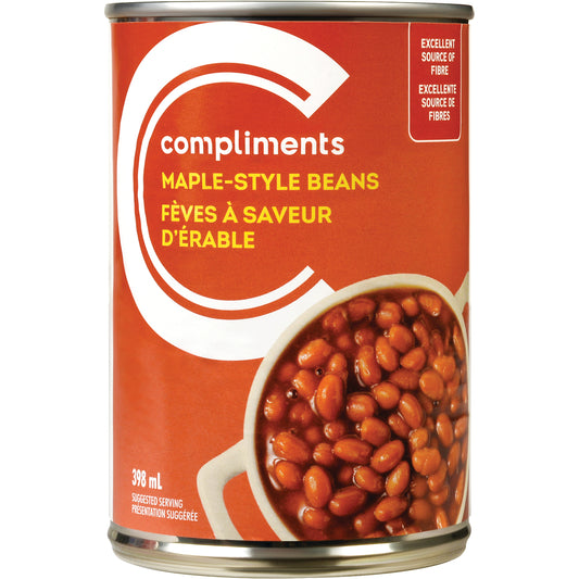 COMPLIMENTS MAPLE-STYLE BAKED BEANS, 24 X 398 ML