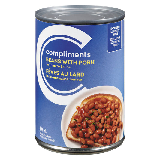 COMPLIMENTS PORK IN TOMATO SAUCE SAUCE BEANS, 24 X 398 ML