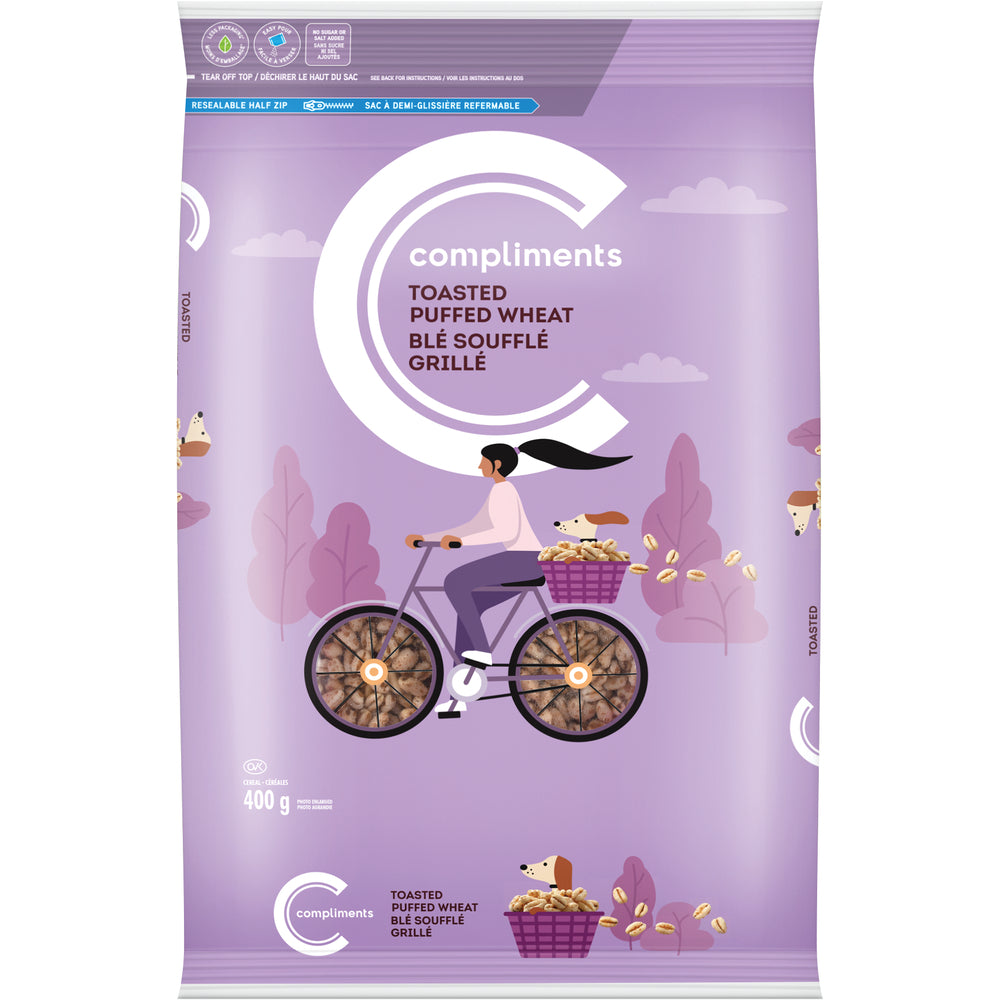 COMPLIMENTS PUFFED WHEAT CEREAL, 8 X 400 G