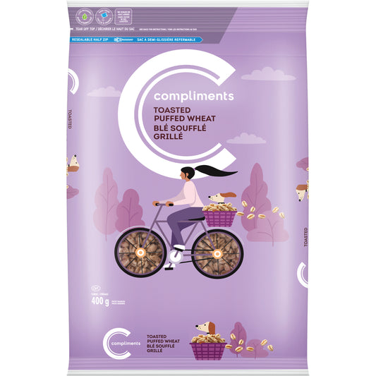 COMPLIMENTS PUFFED WHEAT CEREAL, 8 X 400 G