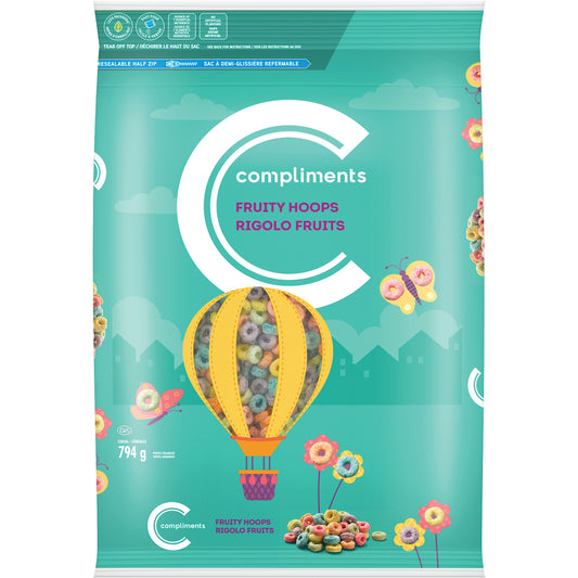 COMPLIMENTS FRUITY HOOPS CEREALS, 8 X 794 G