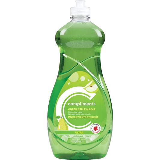 COMPLIMENTS GREEN APPLE SCENT DISHWASHING LIQUID, 10 X 591 ML