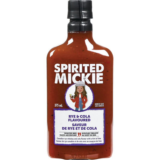 SPIRITED MICKIE BBQ SAUCE WITH RYE & COLA FLAVOR, 6 X 375 ML
