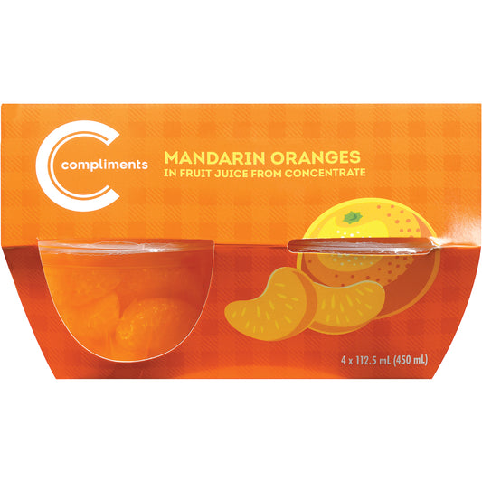 COMPLIMENTS ORANGE MANDARIN JUICE CUPS, 6 X 4 X 112.50 ML