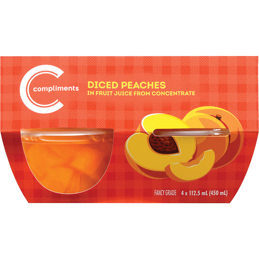 COMPLIMENTS PEACH SLICES IN LIGHT SYRUP, 6 X 4 X 112.50 ML