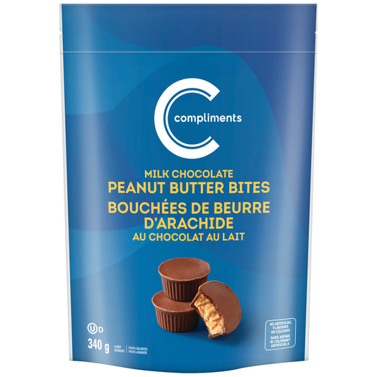 COMPLIMENTS MILK CHOCOLATE PEANUT BUTTER BITES, 12 X 340 G