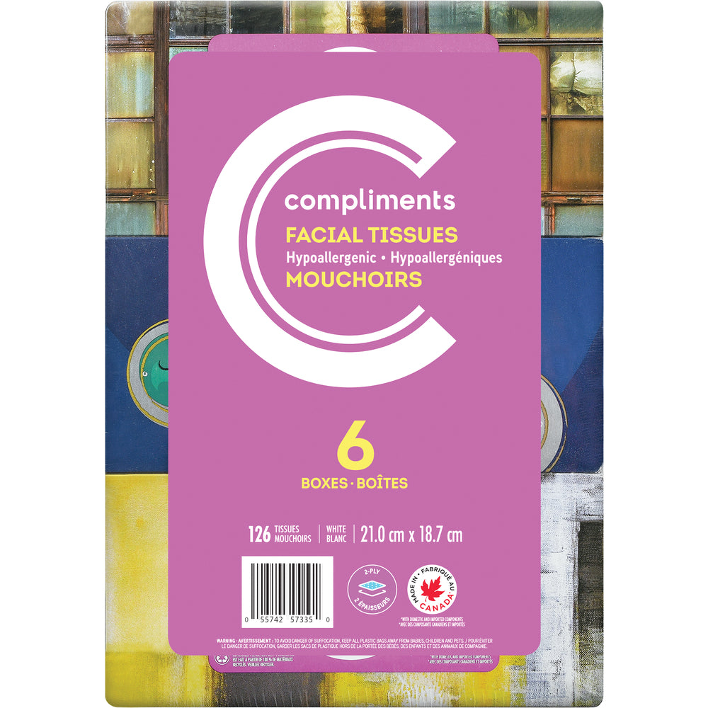 COMPLIMENTS 2-PLY PAPER FACIAL TISSUES 126 SHEETS, 8 X 6 UN