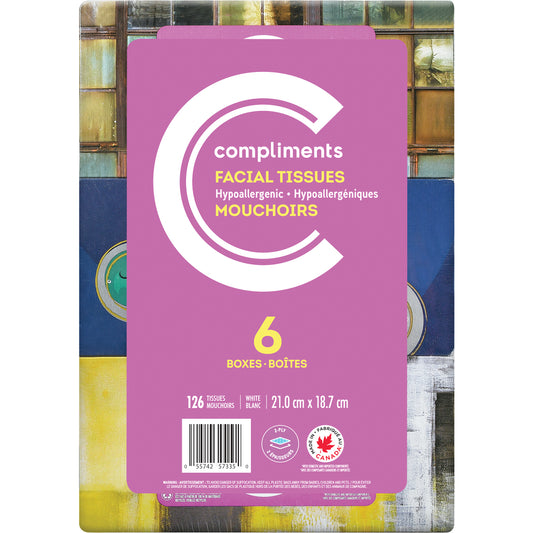 COMPLIMENTS 2-PLY PAPER FACIAL TISSUES 126 SHEETS, 8 X 6 UN