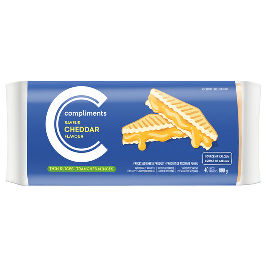 COMPLIMENTS SLICED THIN CHEDDAR CHEESE, 12 X 800 G