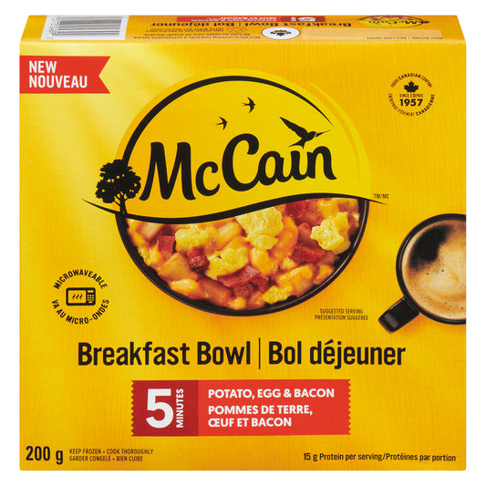 MCCAIN BREAKFAST BOWL POTATO EGG BACON, 8 X 200 G