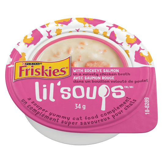 FRISKIES CAT FOOD LIL SOUPS SALMON, 8 X 34 G