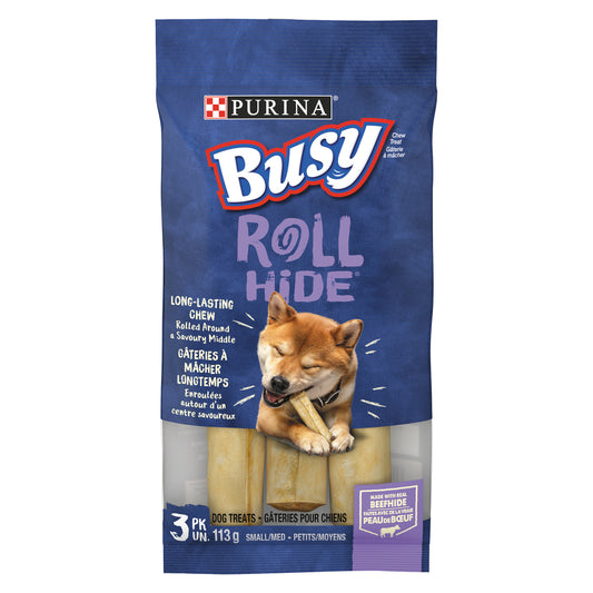PURINA BUSY ROLLHIDE BEEF DOG TREATS, 10 X 113 G