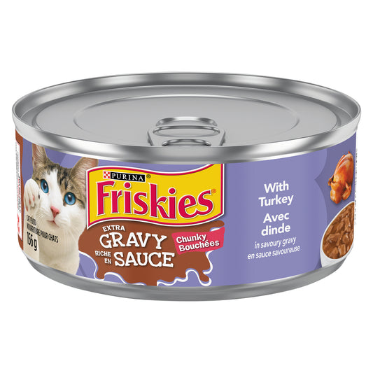 FRISKIES CAT FOOD TURKEY IN GRAVY, 24 X 156 G