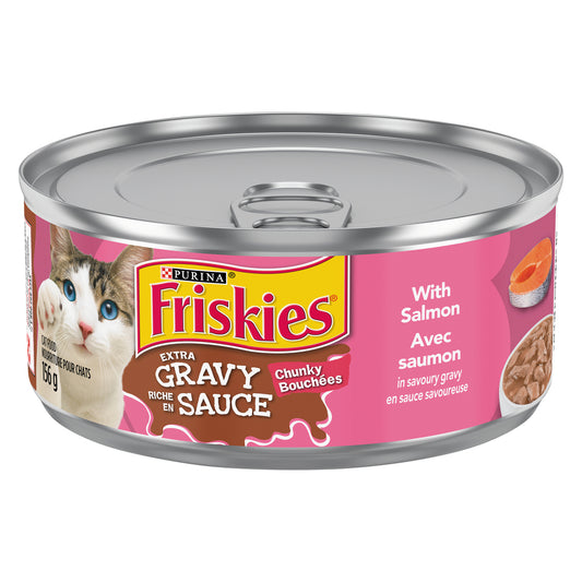 FRISKIES CAT FOOD SALMON IN SAVORY GRAVY, 24 X 156 G