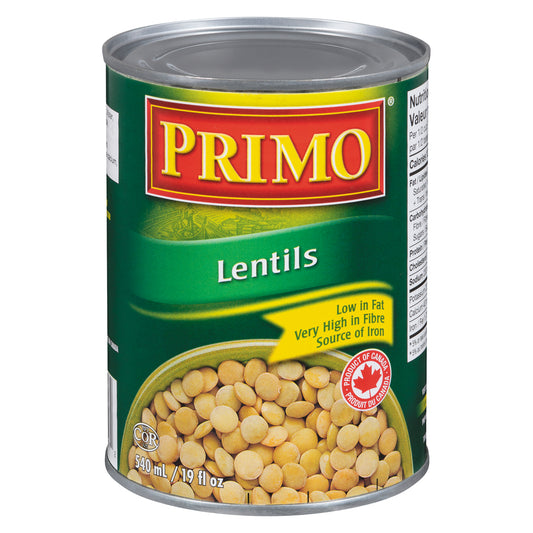 PRIMO CANNED LENTILS, 24 X 540 ML