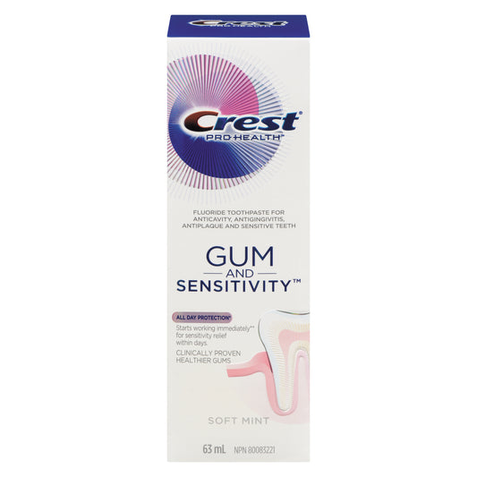 CREST GUM & SENSITIVITY ALL DAY PROTECTION TOOTHPASTE, 6 X 63 ML