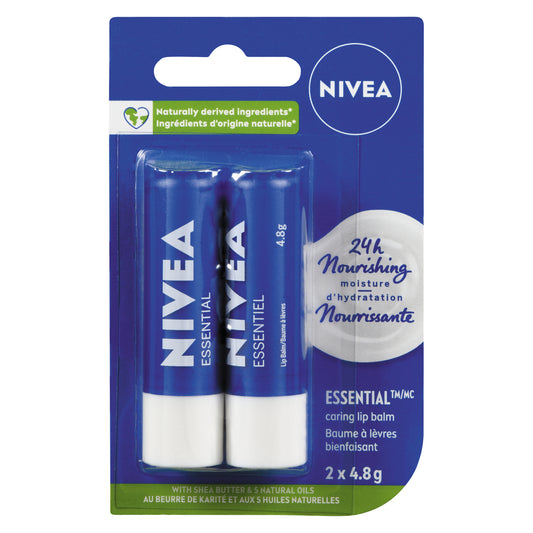 NIVEA LIP BALM ESSENTIALS DUO, 12 X 2 X 4.80 G