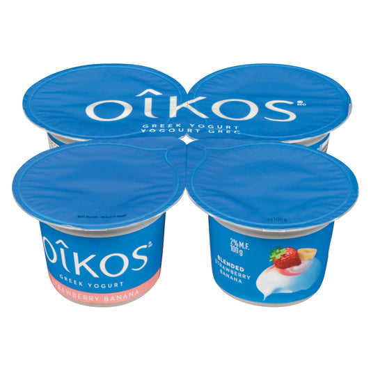OIKOS GREEK YOGURT STRAWBERRY-BANANA 2%, 6 X 4 X 100 G