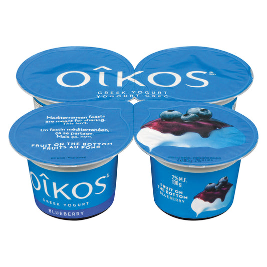OIKOS GREEK YOGURT BLUEBERRIES 2%, 6 X 4 X 100 G