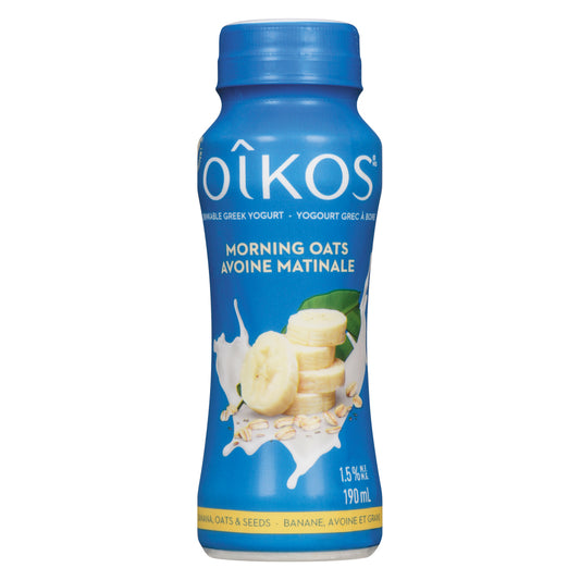 OIKOS DRINKABLE YOGURT BANANA & OATS, 8 X 190 ML