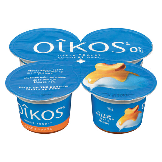 OIKOS GREEK YOGURT MANGO PEACH 0%, 6 X 4 X 100 G