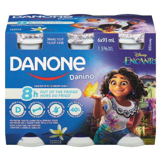 DANINO VANILLA DRINKABLE YOGURT, 8 X 6 X 93 ML