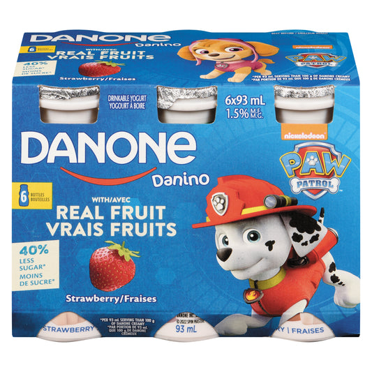 DANINO STRAWBERRY DRINKABLE YOGURT, 8 X 6 X 93 ML