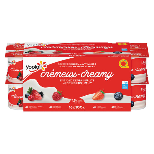 YOPLAIT CREAM ASSORTED PEACH FRUITS 1.5%, 3 X 16 X 100 G