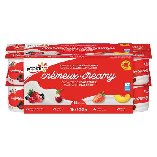 YOPLAIT CREAM ASSORTED STRAWBERRY PEACH MANGO FRUIT, 3 X 16 X 100 G