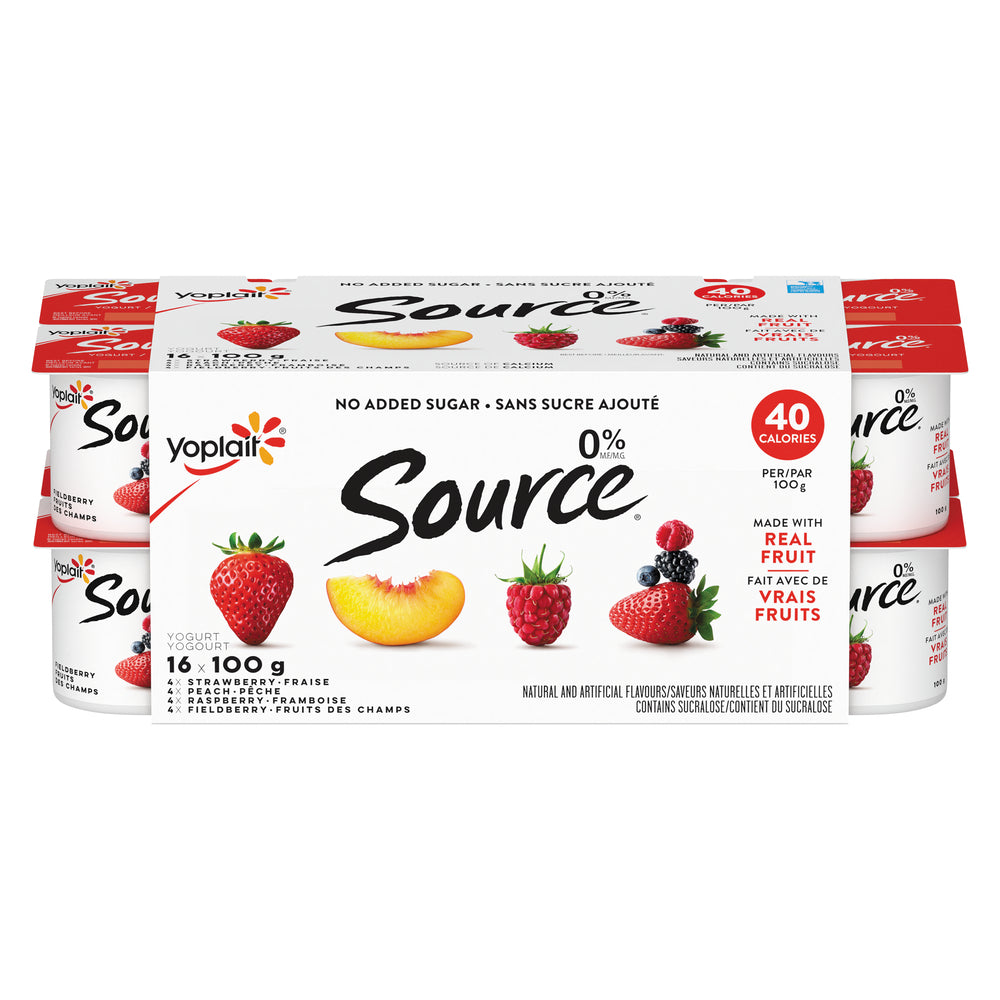 YOPLAIT SOURCE BLUEBERRY STRAWBERRY PEACH 0%, 3 X 16 X 100 G