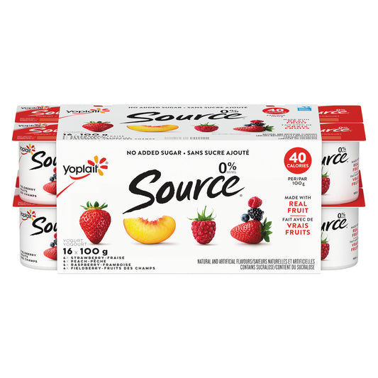 YOPLAIT SOURCE STRAWBERRY PEACH RASPBERRY BLUEBERRY 0%, 3 X 16 X 100 G