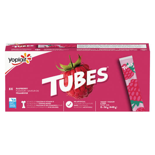 YOPLAIT YOGURT TUBES RASPBERRY, 8 X 448 G
